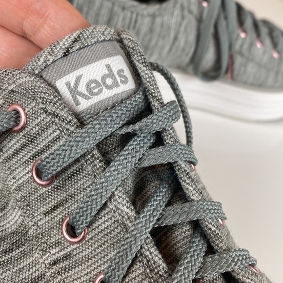 Keds Triple Kick Heathered Stripe Knit Light Grey Platform Sneakers Size 10 - Picture 11 of 16